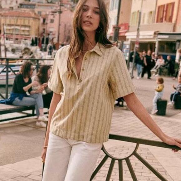 SEZANE Women's Joshua Shirt Size 6 In Ecru - Picture 5 of 10